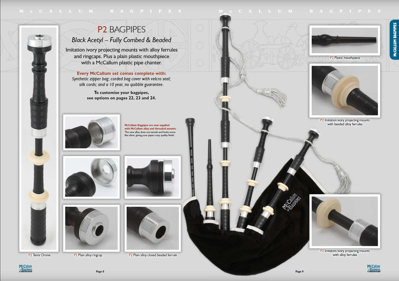 McCallum Bagpipes - Black Acetyl - P2