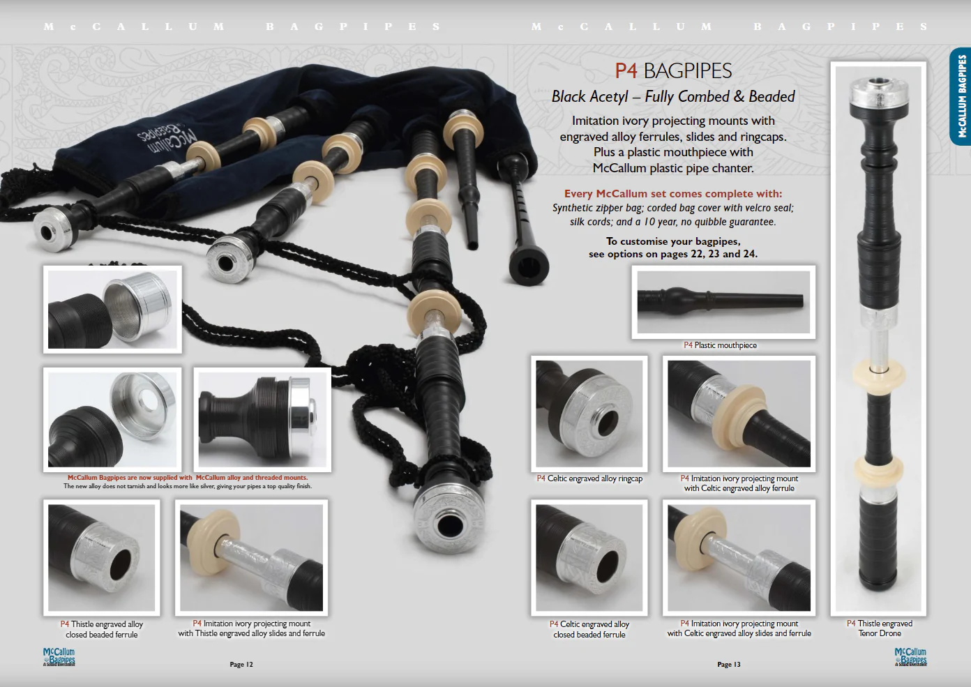 McCallum Bagpipes - Black Acetyl - P4
