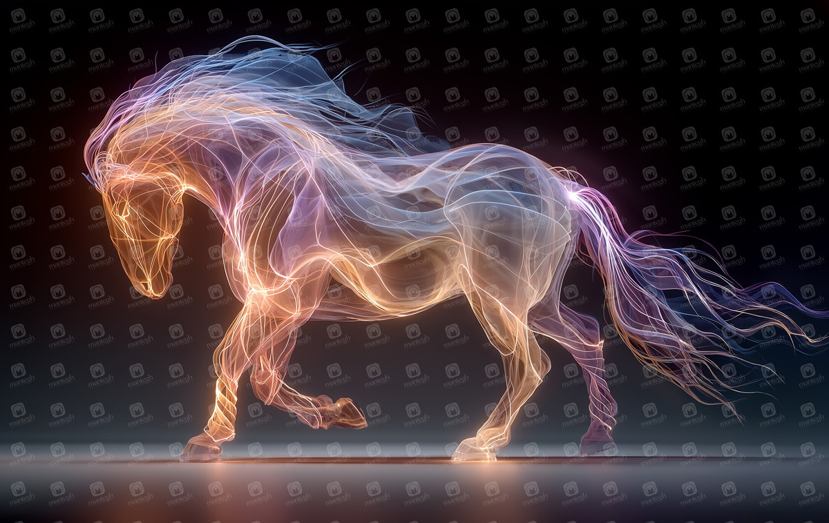 Abstract Neon Horse Artwork
