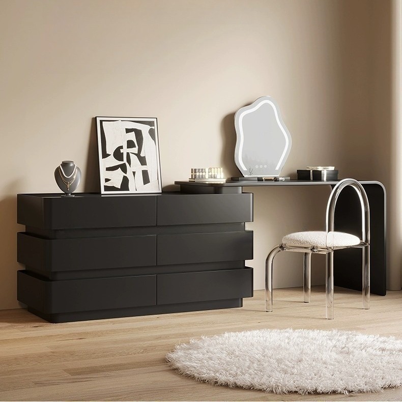 Minimalist Black Corner Vanity Table