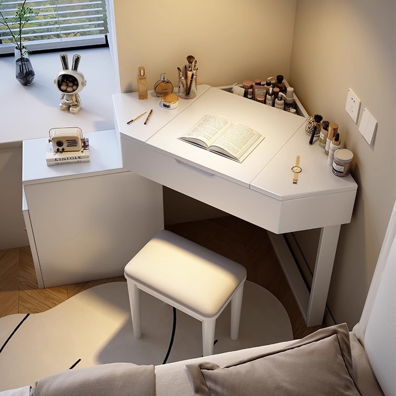 Solid Wood Triangular Corner Vanity Table