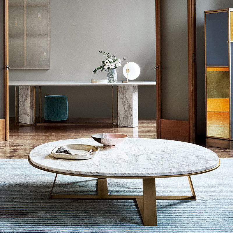 Marble Stainless Steel Gold-Plated Coffee Table