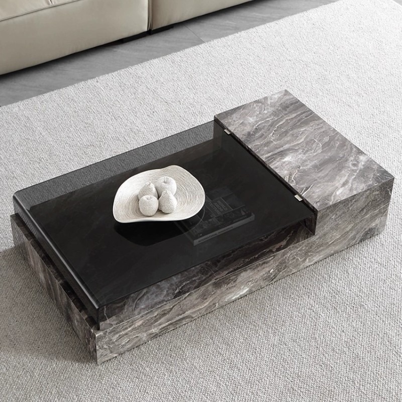 Rectangular Glass Sintered Stone Coffee Table