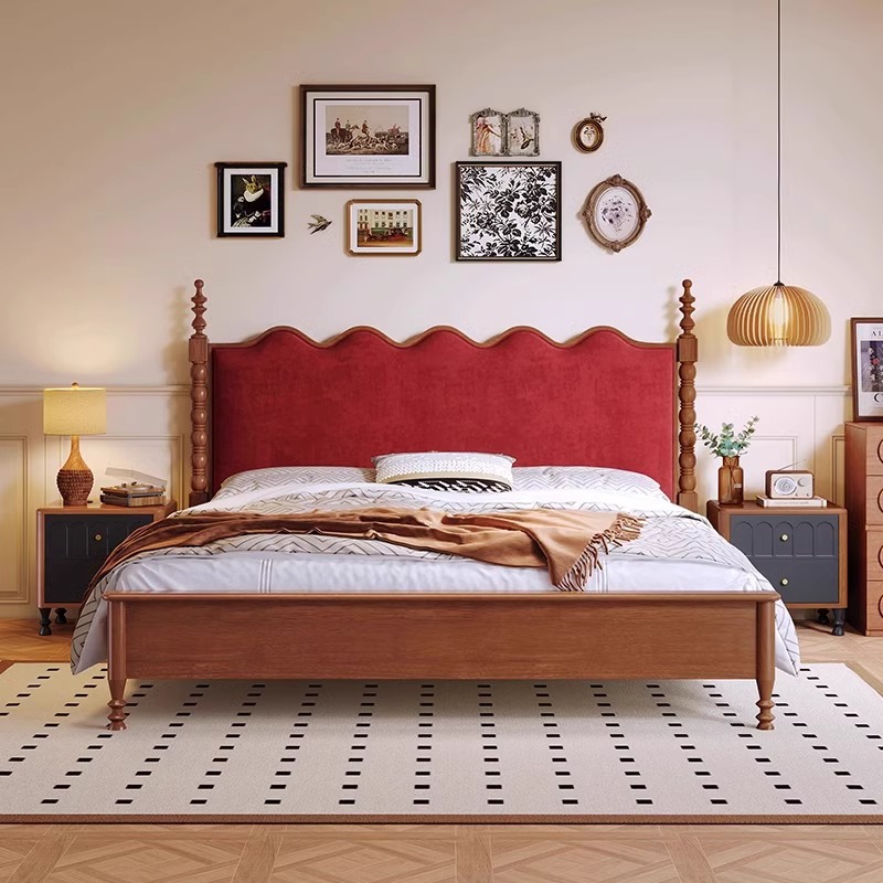 Vintage Style 1.8m Solid Wood Bed