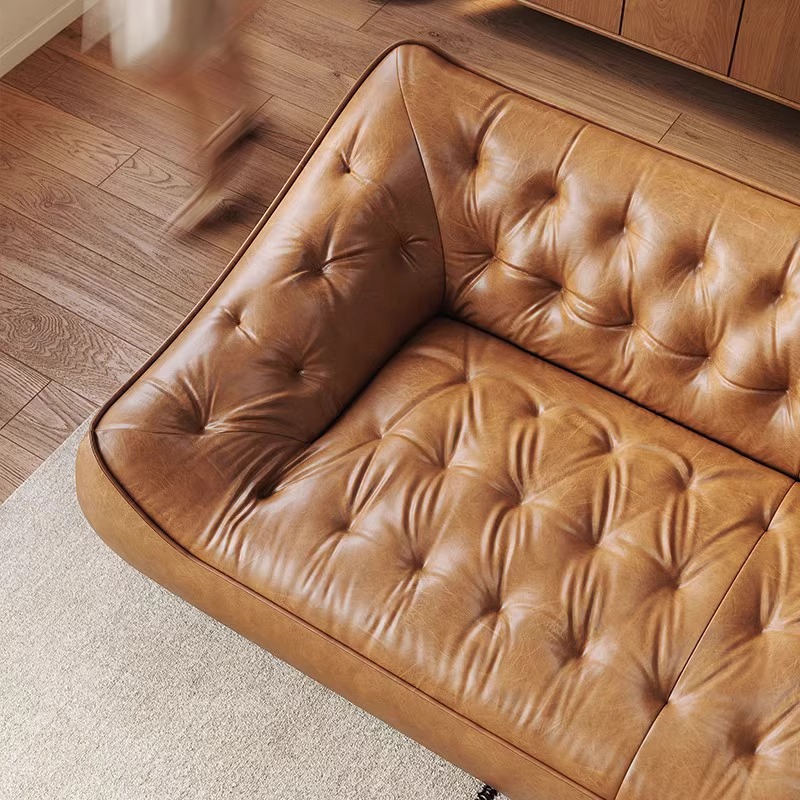 Vintage Waxed Leather Bean Bag Sofa