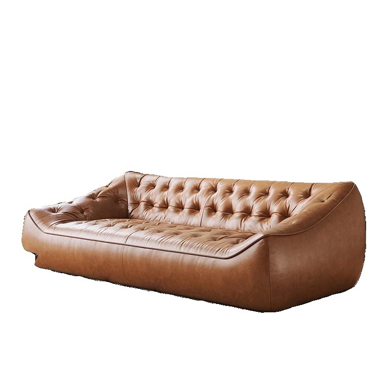 Vintage Waxed Leather Bean Bag Sofa