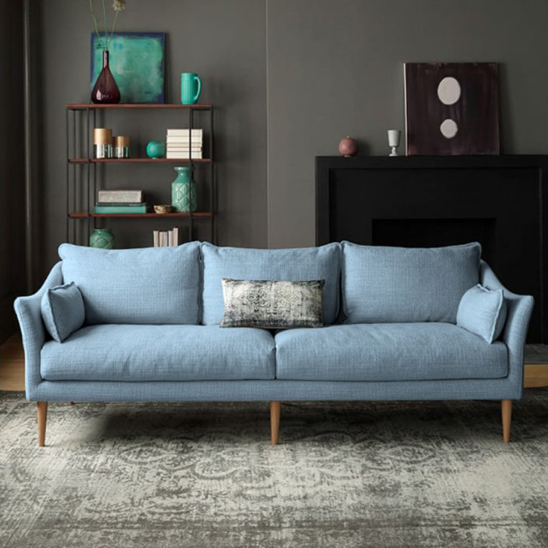 Modern Minimalist 3-Seater Fabric Sofa with Removable Covers