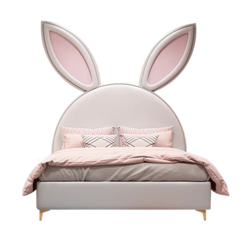 Cute Bunny-Shaped Children’s Leather Bed