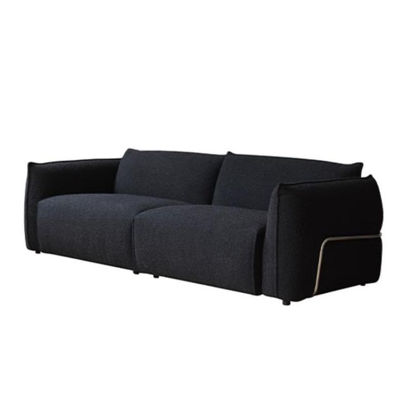Mid-Century Black Chenille Fabric Sofa