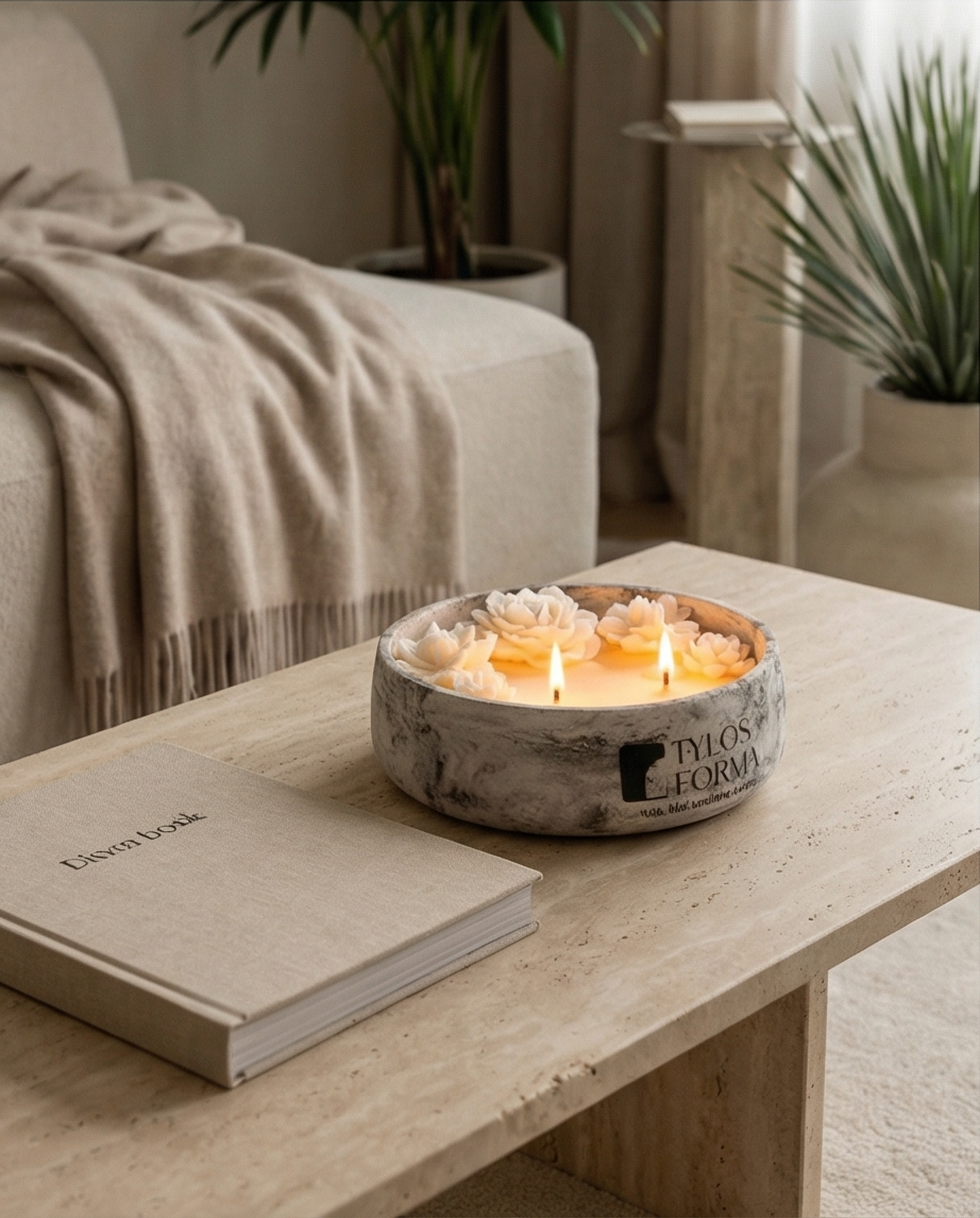 Prabangi betoninė žvakė „Tylos forma“ 