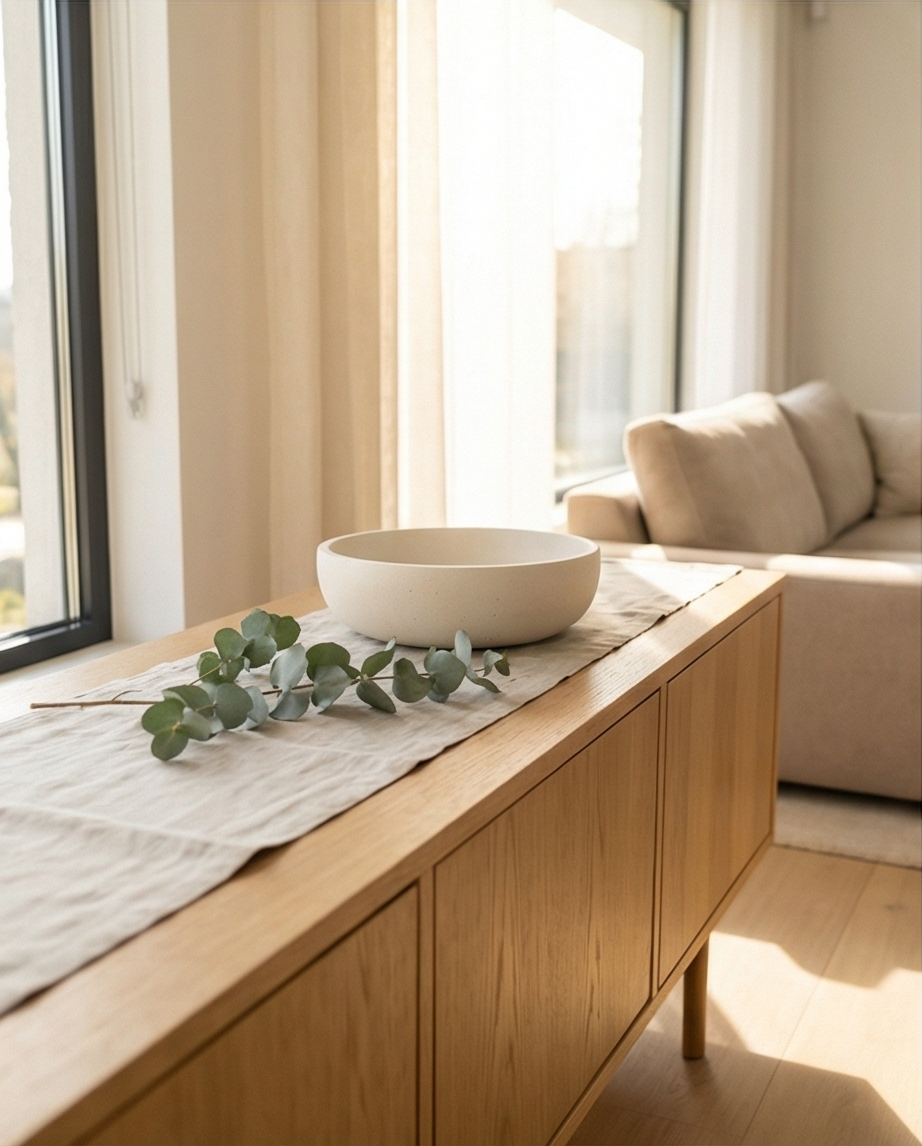 Baltas minimalistinis betono indas