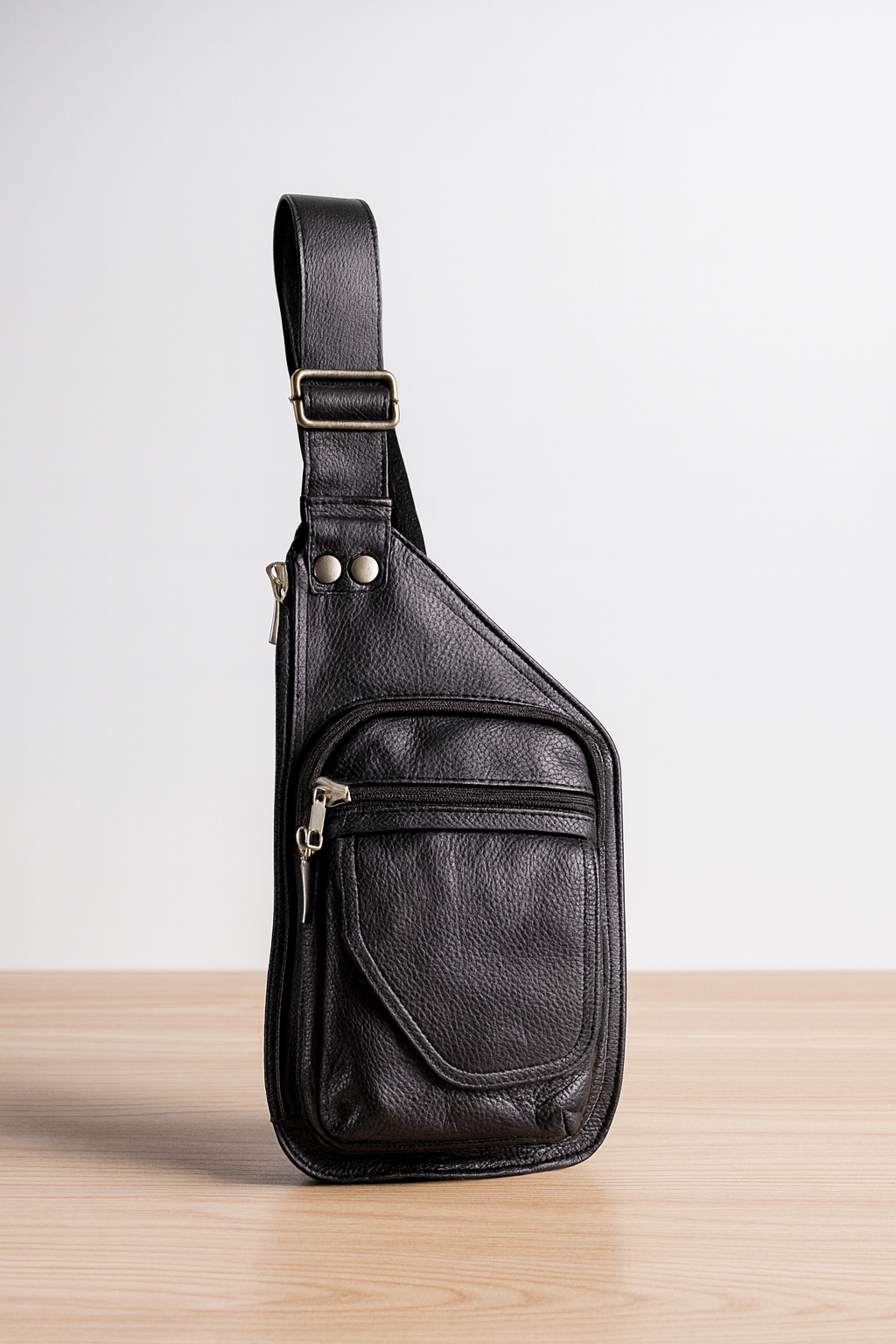 Bolso bandolera de cuero negro