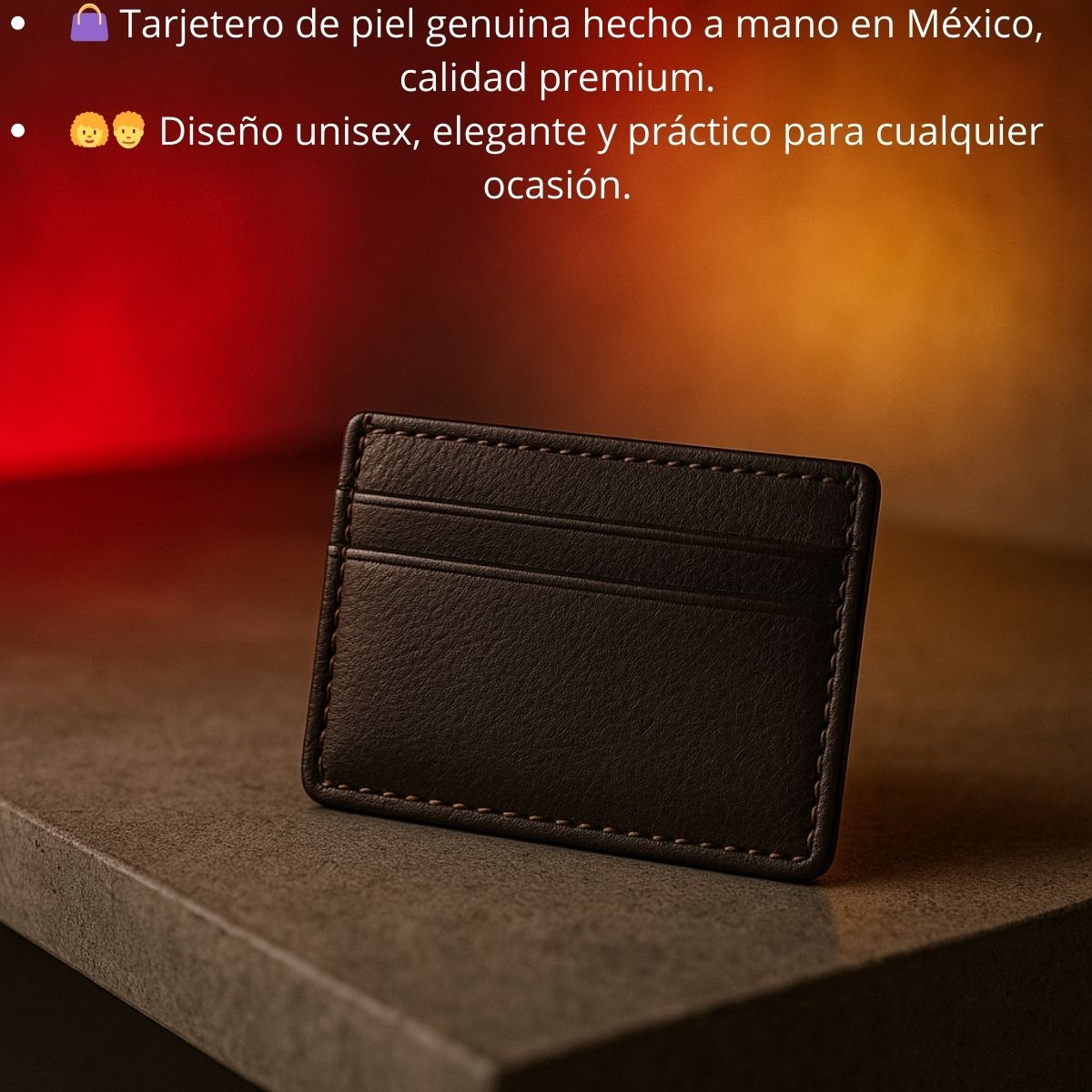Tarjetero de piel genuina