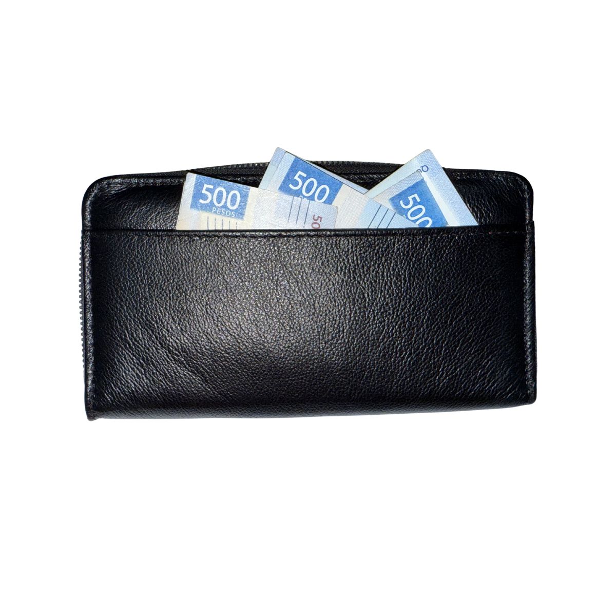 Cartera de cuero negro