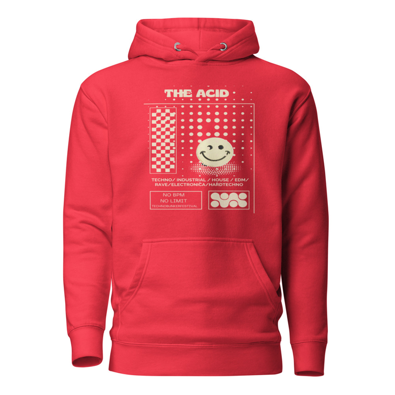 Sudadera “The Acid” unisex | Estilo techno vintage, diseño rave inspirado en música electrónica