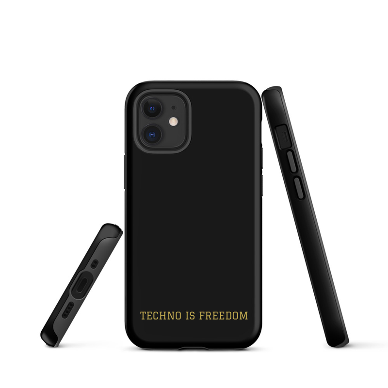 Funda iPhone Tough Case – “Techno Is Freedom” | Estilo Techno Minimal | Negra, Antigolpes, Iphone del 11 al 17