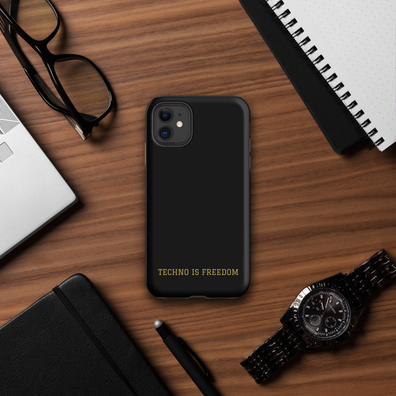 Funda iPhone Tough Case – “Techno Is Freedom” | Estilo Techno Minimal | Negra, Antigolpes, Iphone del 11 al 17