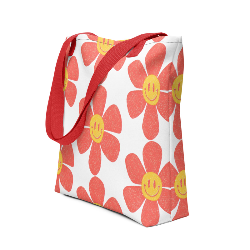 Bolsa Tote de Mujer con Flor Sonriente – Bolso ecológico, dulce y alegre | Tote bag floral