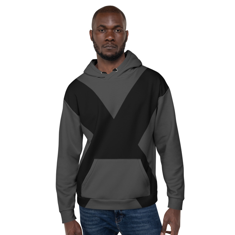 Sudadera Techno Hombre – Gris con Diseño X y Detalles Amarillos | Estilo Rave Urbano