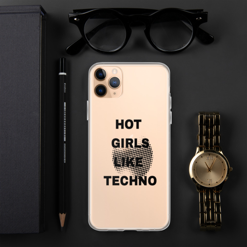 Funda iPhone Transparente “Hot Girls Like Techno” | Carcasa Clear Case Antigolpes para Chicas Techno