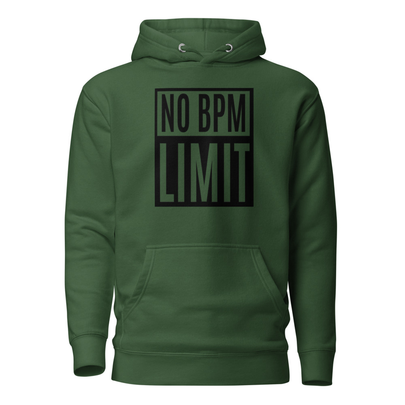 Sudadera unisex “No BPM Limits” | Moda techno rave, estilo electrónico underground