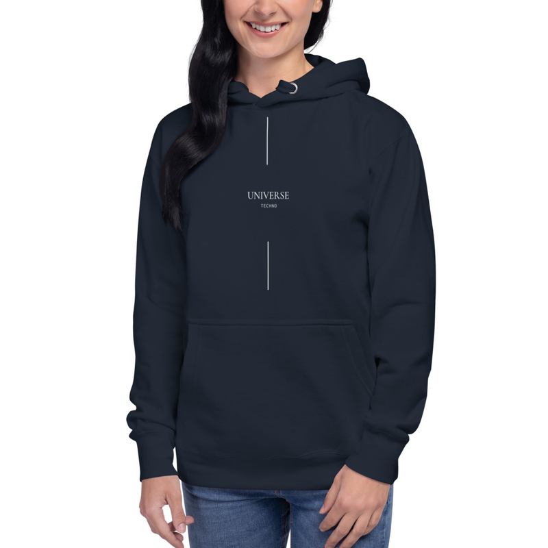 Sudadera universe techno, minimal techno hoodie, unisex ropa electrónica futurista, streetwear edm