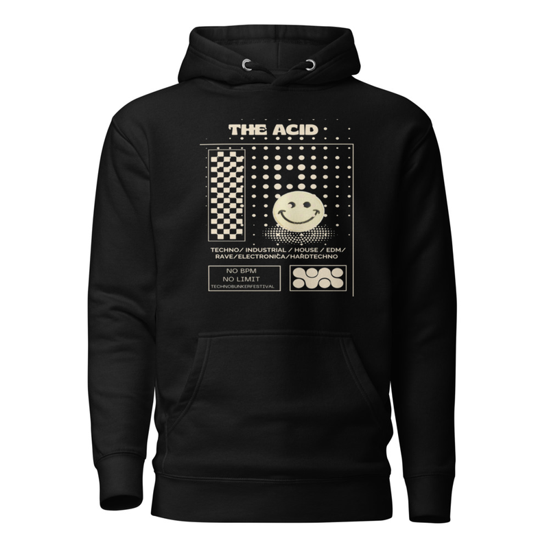 Sudadera “The Acid” unisex | Estilo techno vintage, diseño rave inspirado en música electrónica