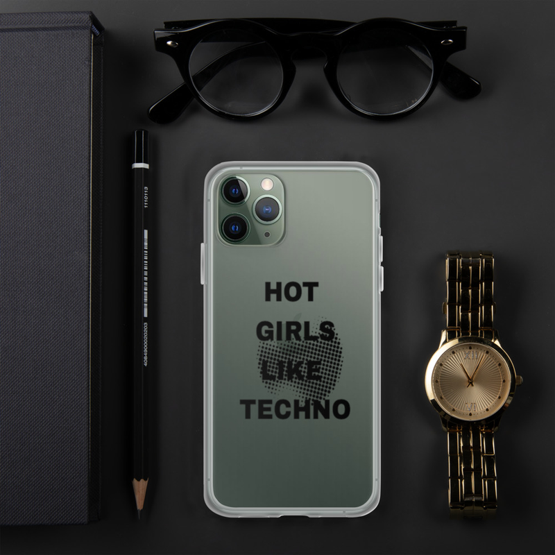Funda iPhone Transparente “Hot Girls Like Techno” | Carcasa Clear Case Antigolpes para Chicas Techno