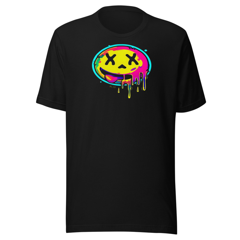 Camiseta acid drip | diseño smiley rave flúor