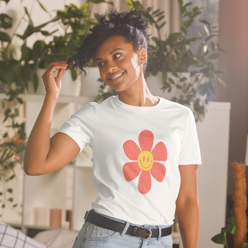 Camiseta Flor Sonriente | Estilo Rave & Techno Mujer unisex