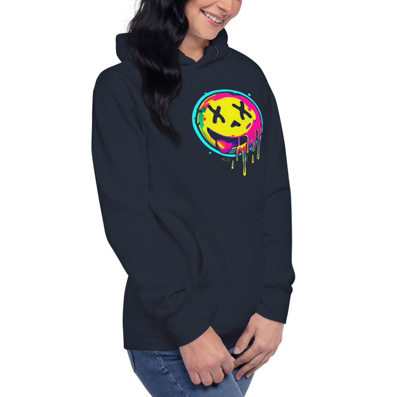 Sudadera Acid Smiley | unisex  Psicodélica Rave | Hoodie Neon Fluorescente | Techno EDM Festival