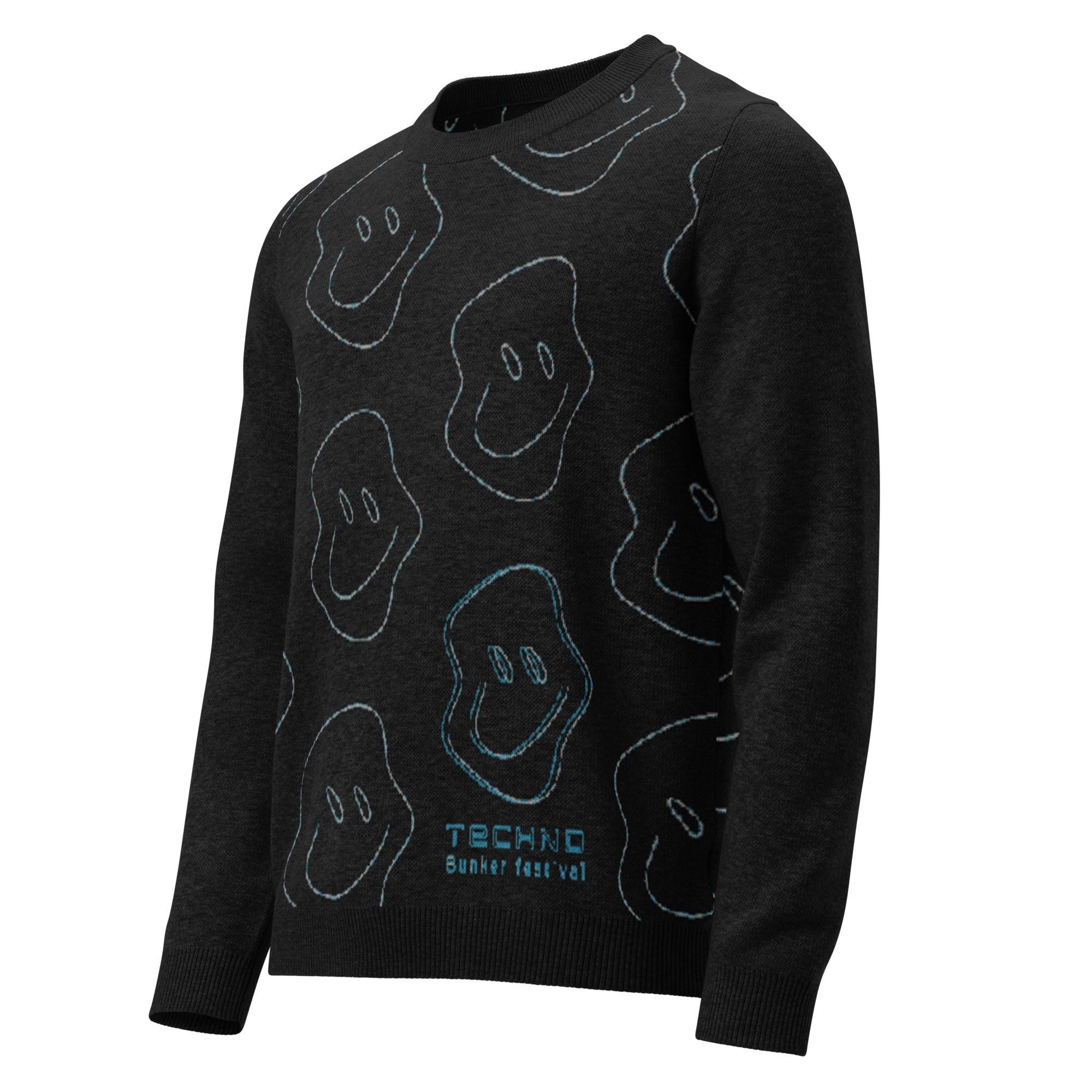 Jersey Hombre Techno Acid — Negro con Smiley Psicodélicos