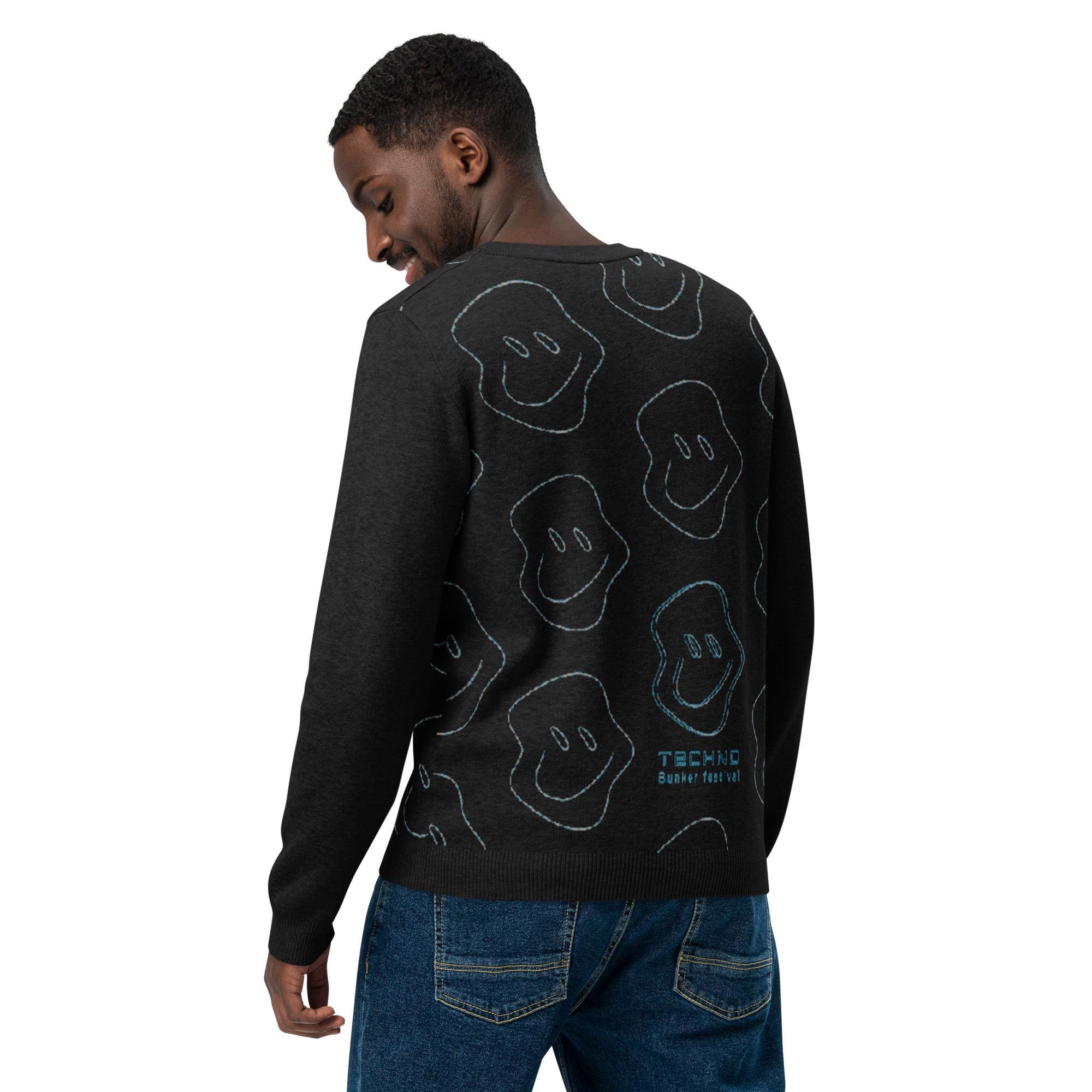 Jersey Hombre Techno Acid — Negro con Smiley Psicodélicos