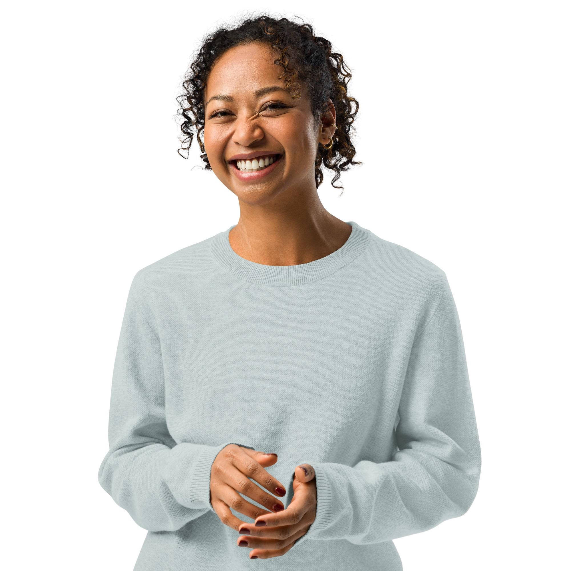 Jersey de Punto Azul Claro para Mujer | Knitted Crew Neck Sweater | Suave, Elegante y Cálido