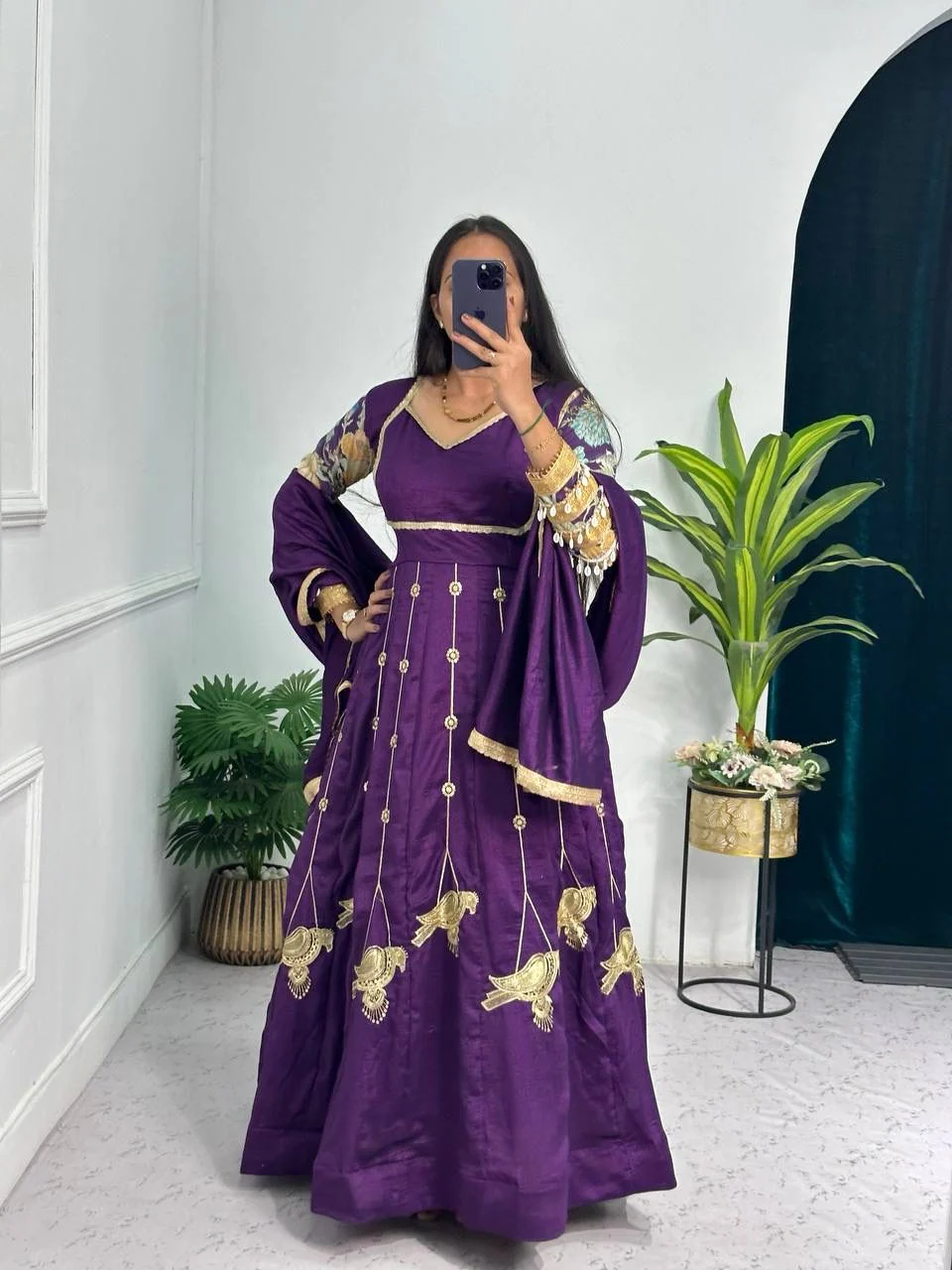 Raanisaahiba Velvet dark purple ensemble