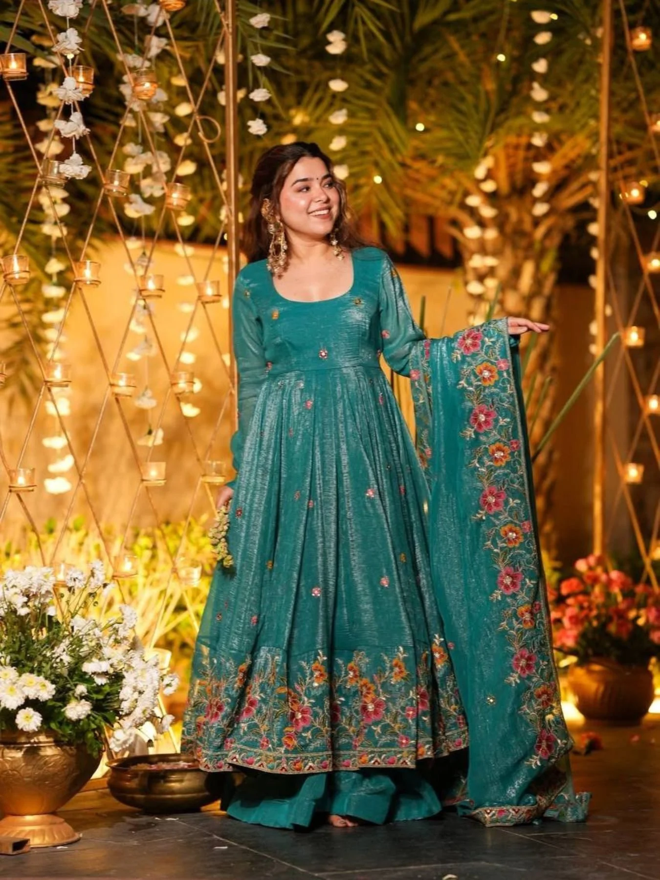 Royal Teal anarkali set 