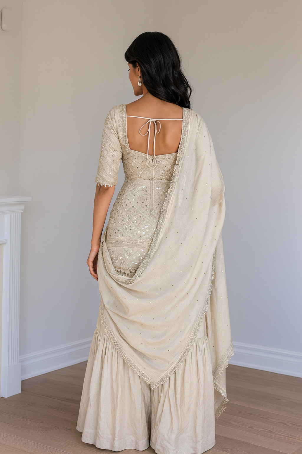 Chaand ivory Sharara Set