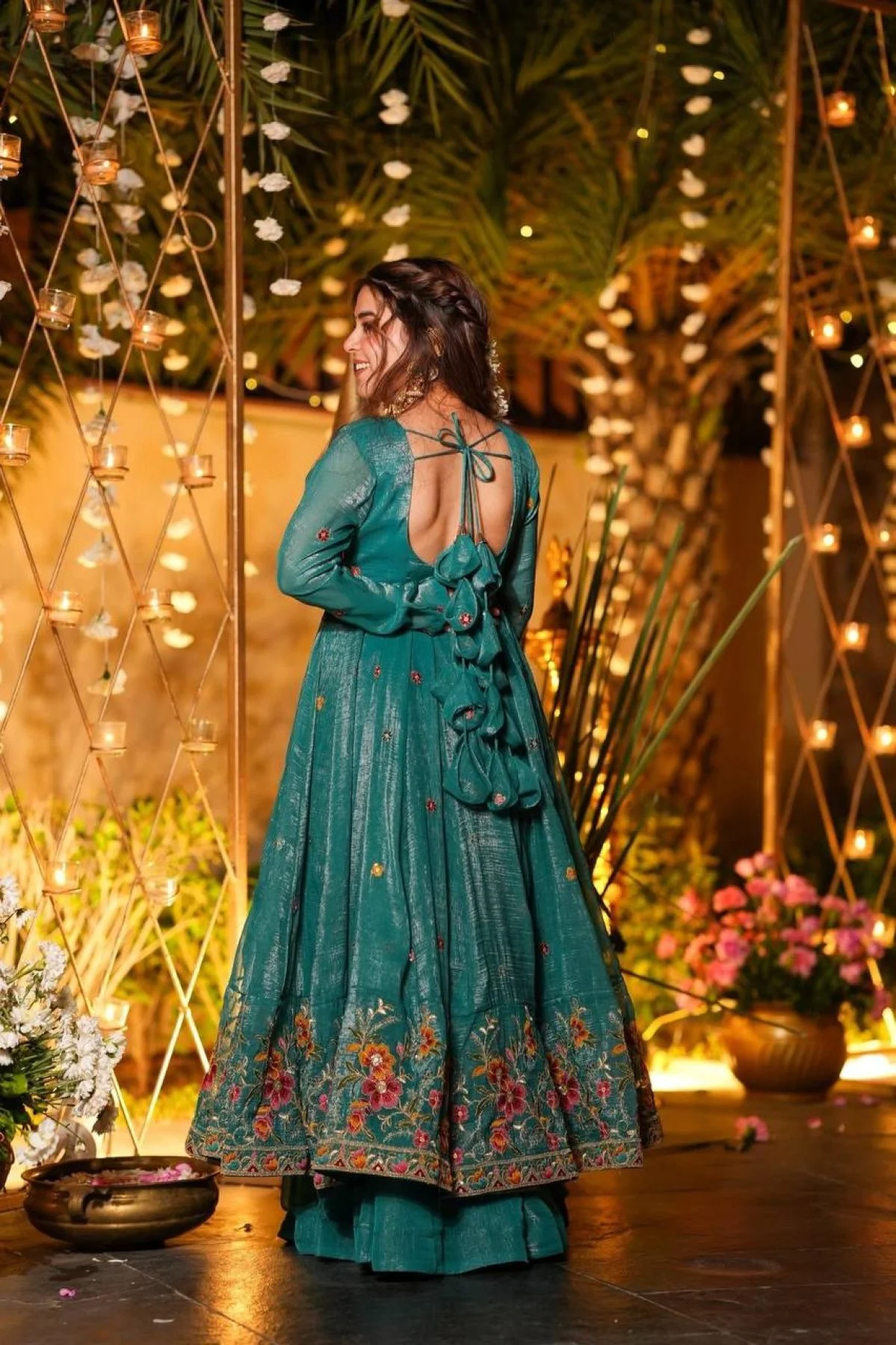 Royal Teal anarkali set 
