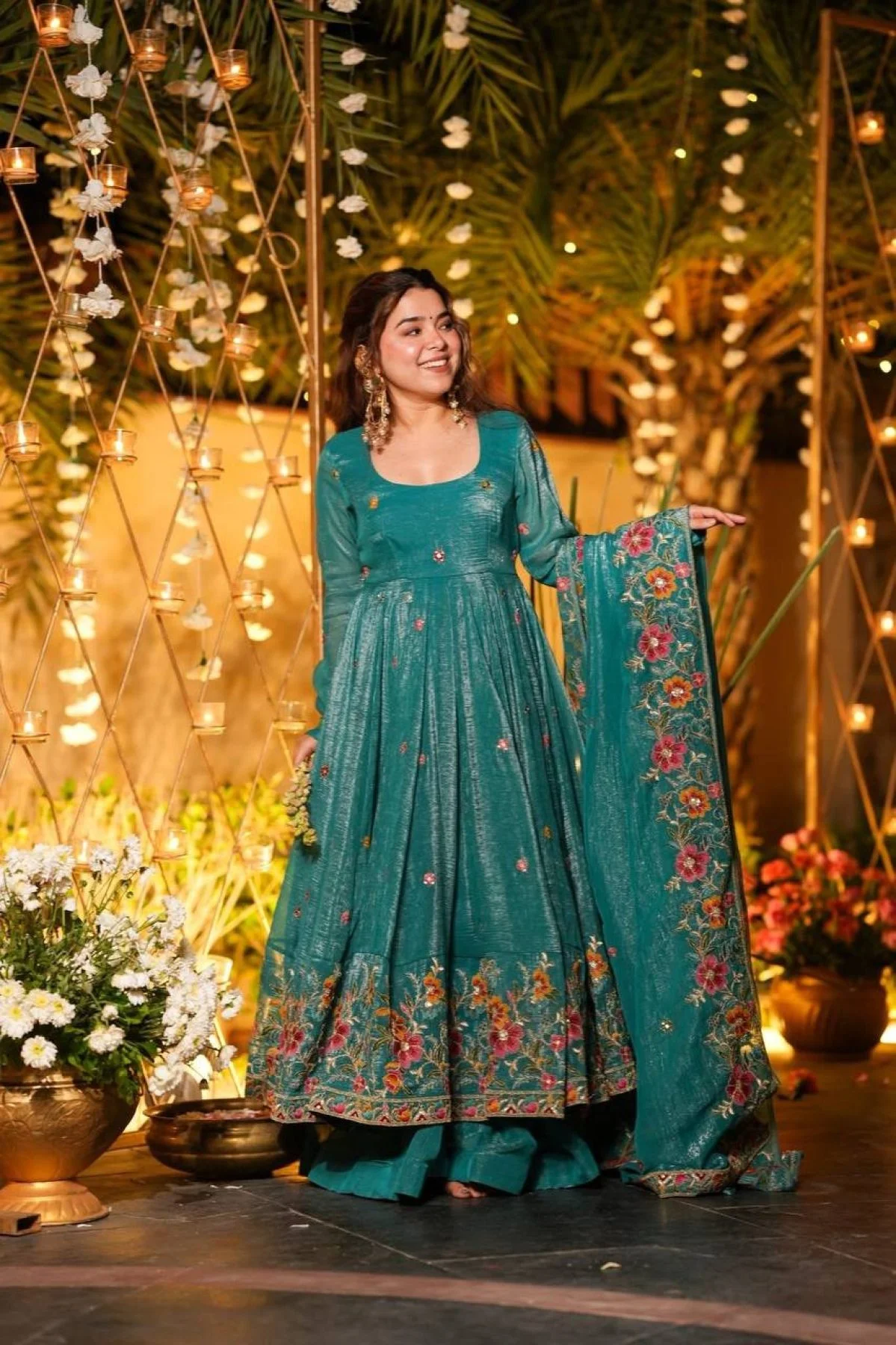 Royal Teal anarkali set 
