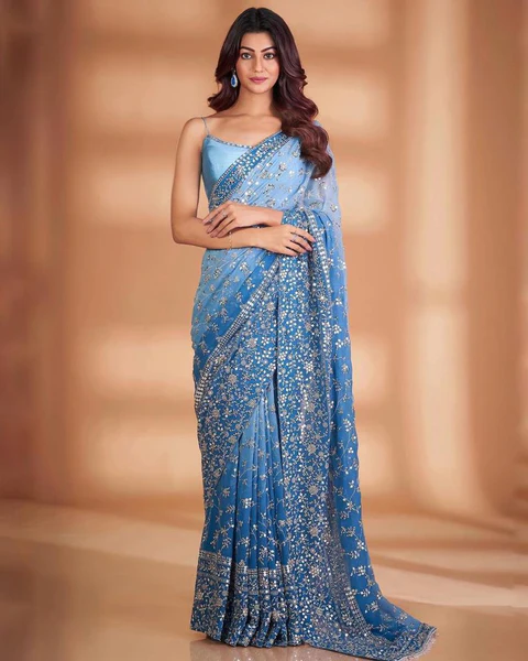 Dreamy ocean custom ensemble Saree