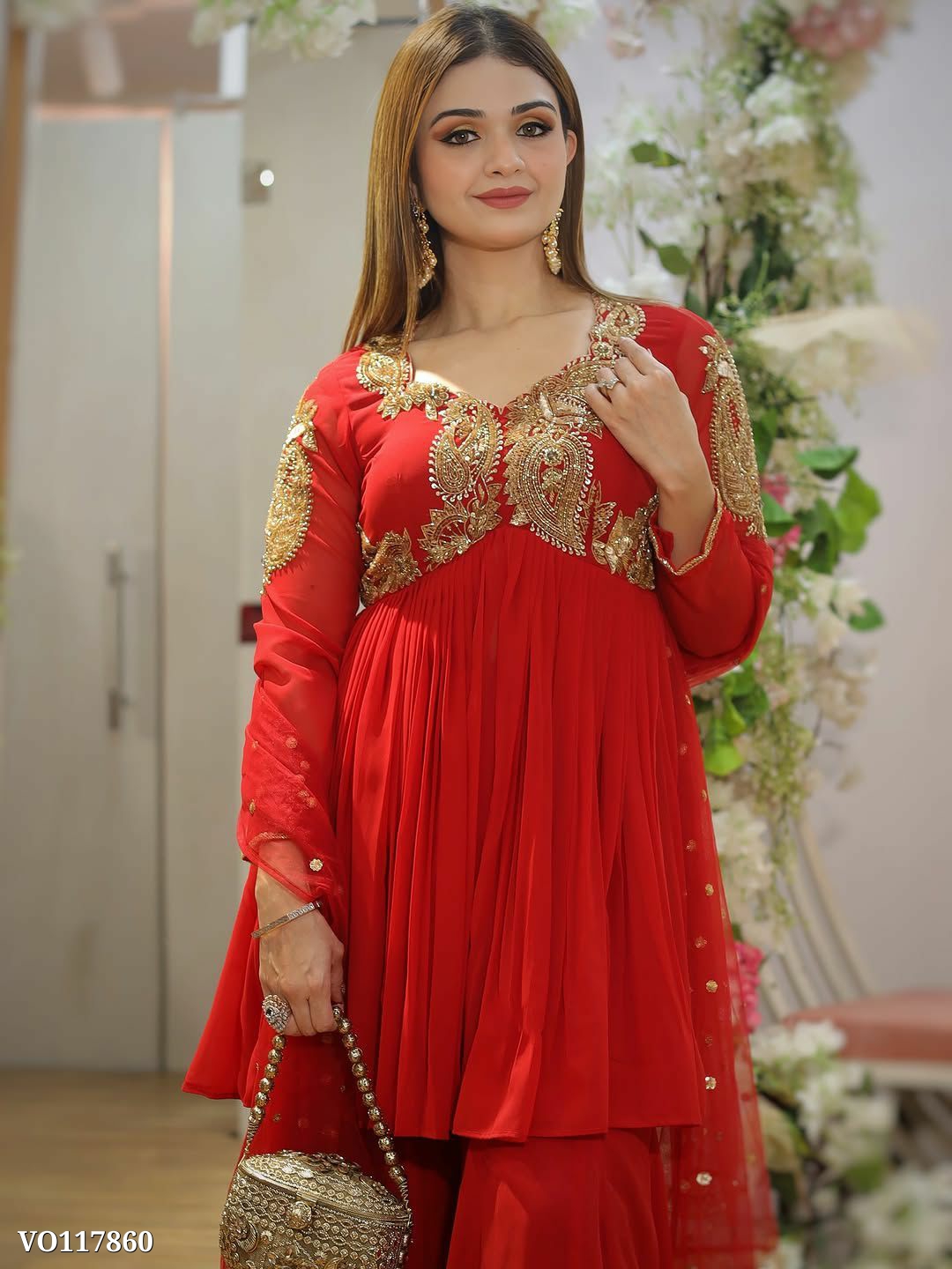 Dark Red Sharara Set