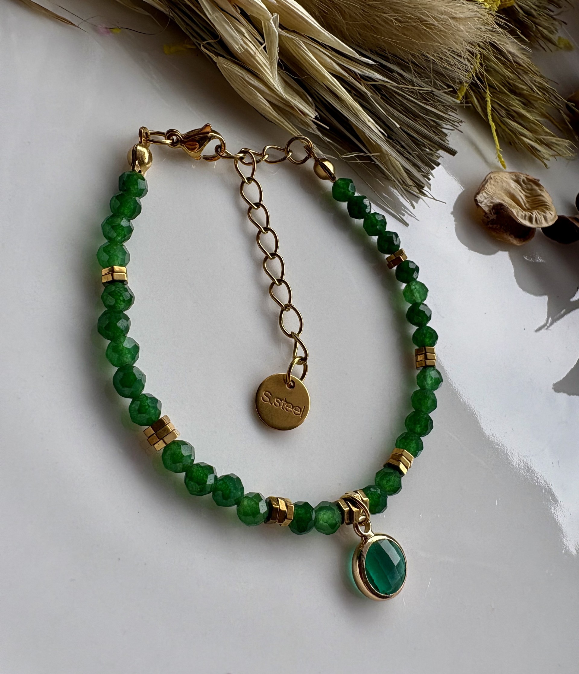 Bransoletka z zielonym agatem - Judith