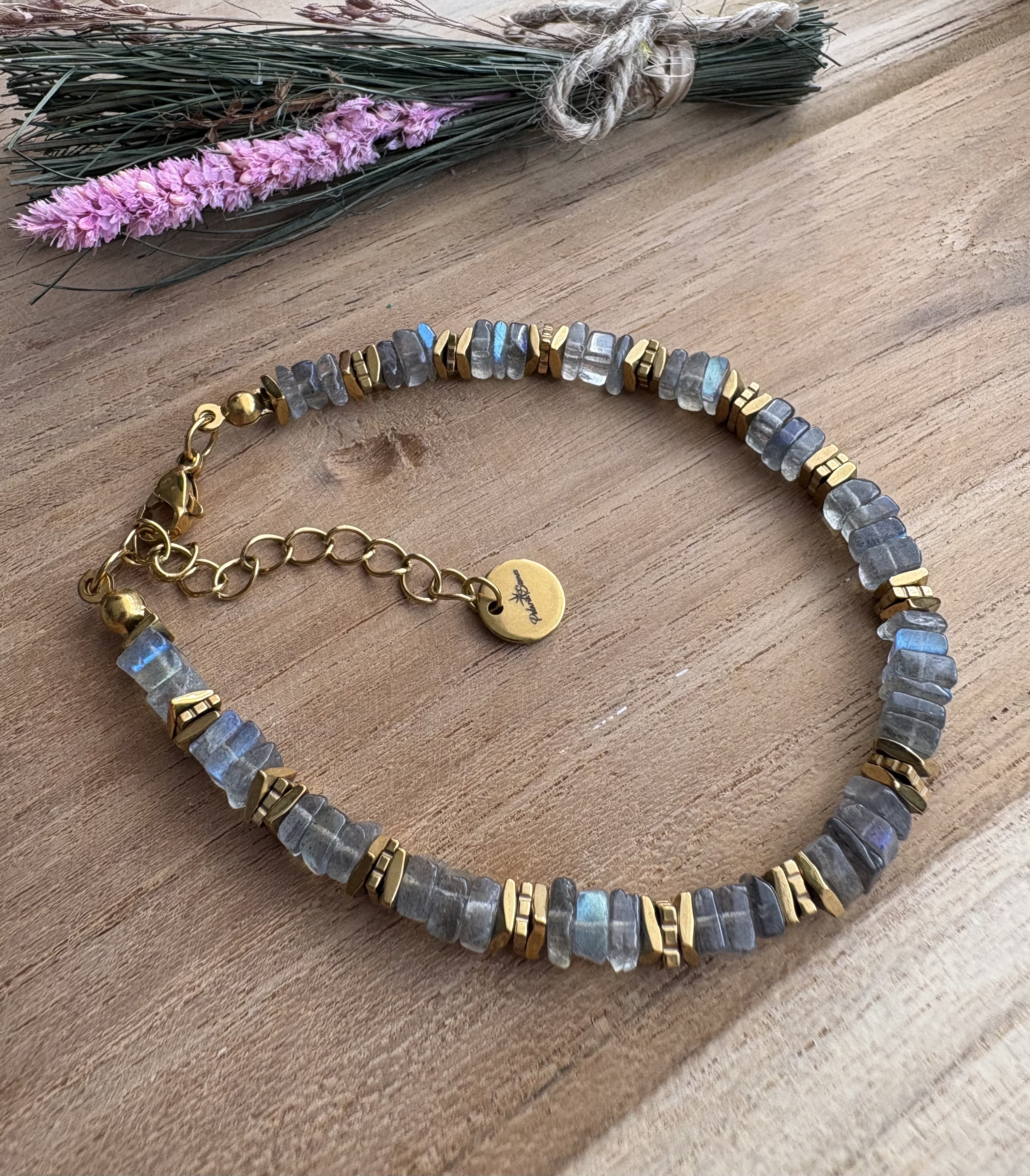 Bransoletka Aurora disc/ labradoryt/ hematyt