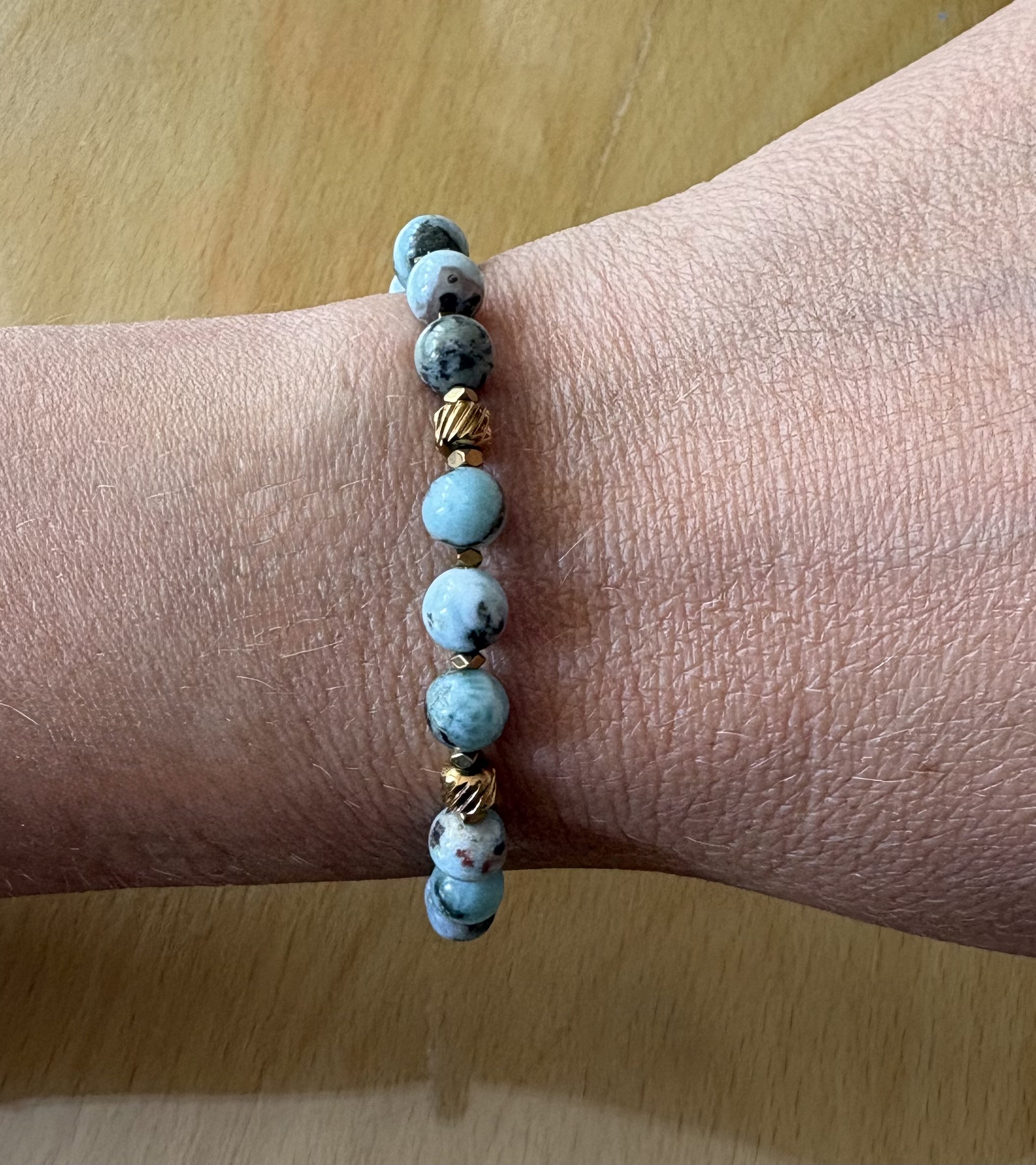 Bransoletka Błękit Atlantydy/ larimar AAA+/ hematyt