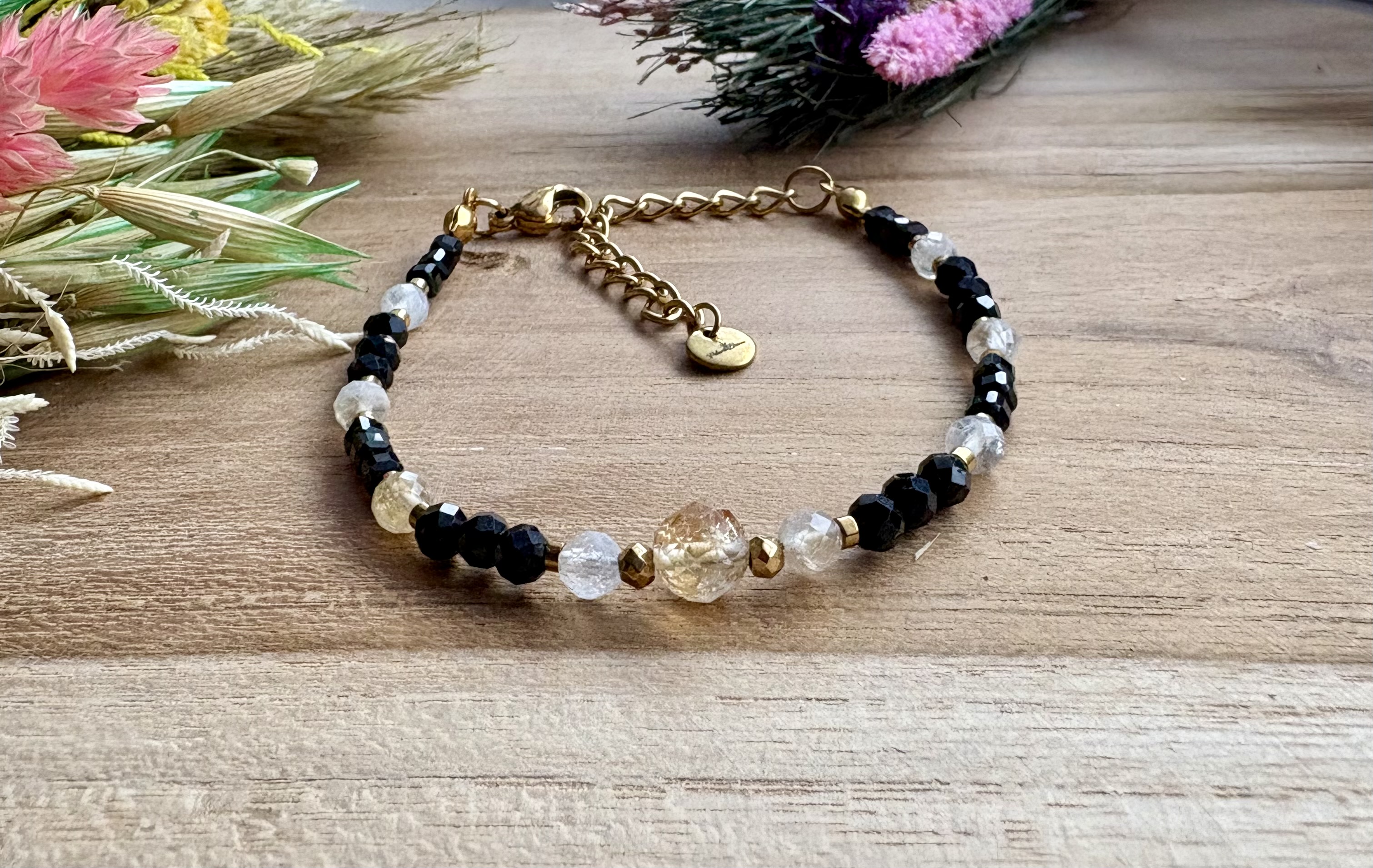 Bransoletka Honey Bee/cytryn/spinel/turmalin/hematyt