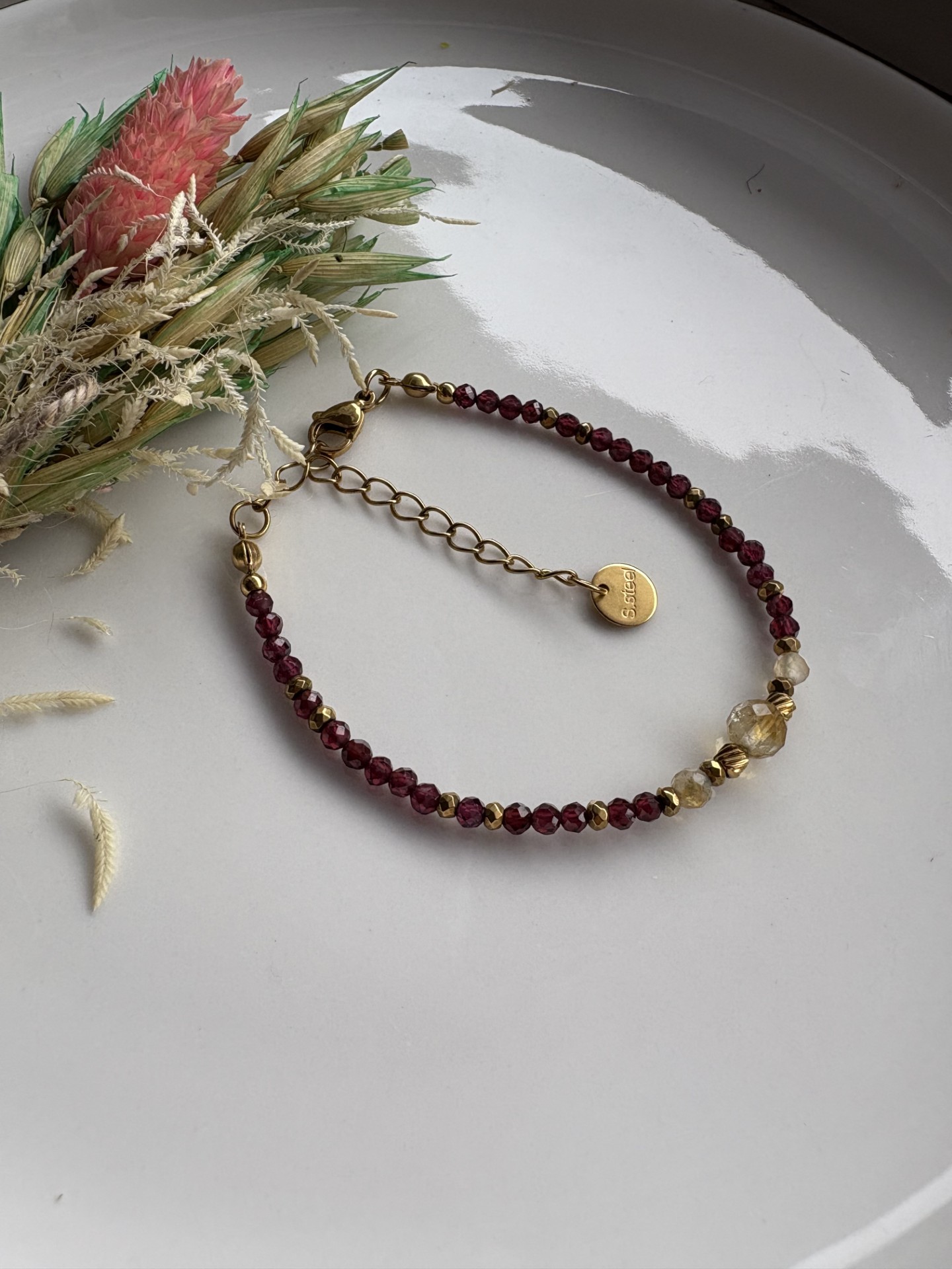 Bransoletka granat/cytryn - Alexa