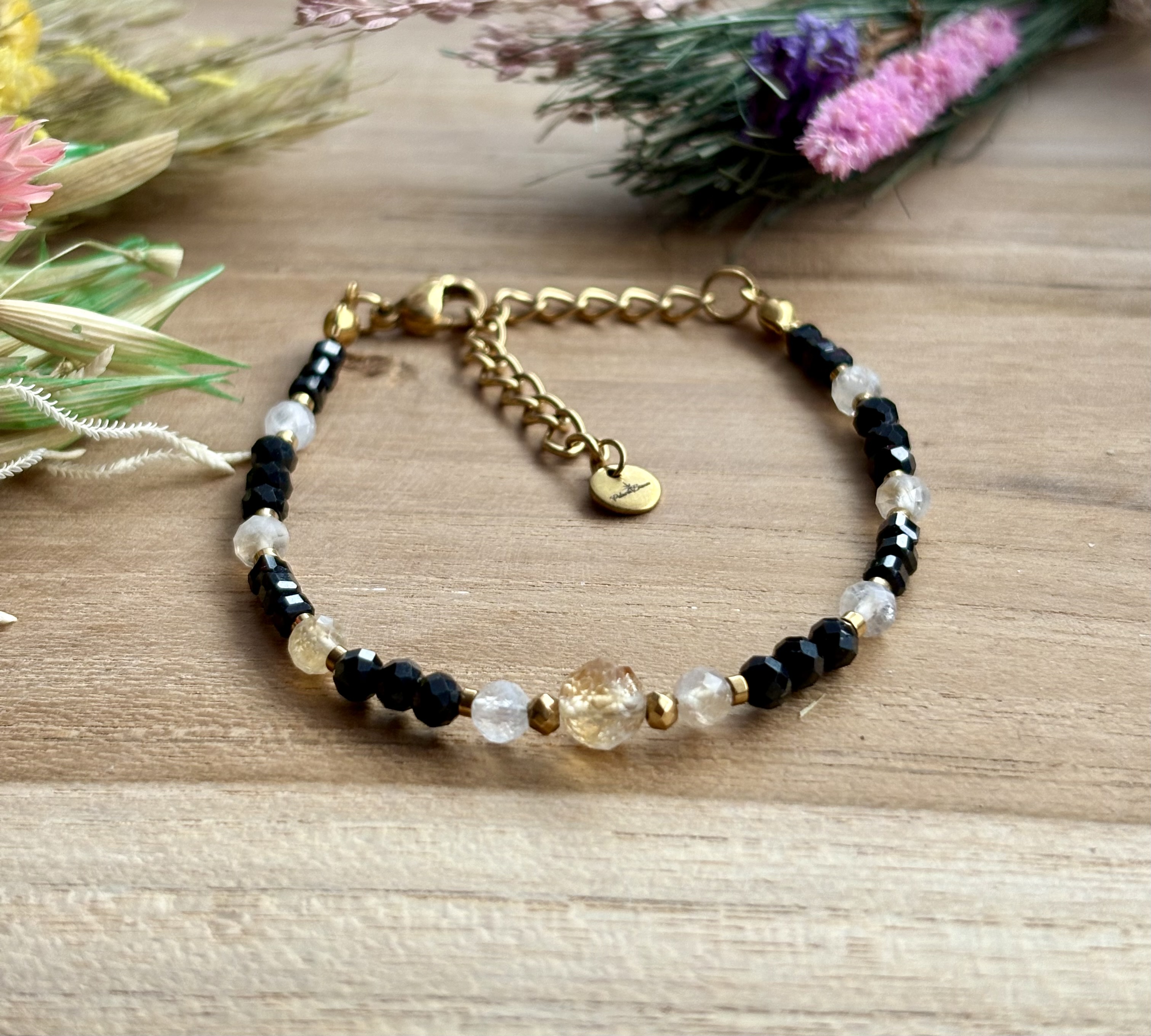 Bransoletka Honey Bee/cytryn/spinel/turmalin/hematyt