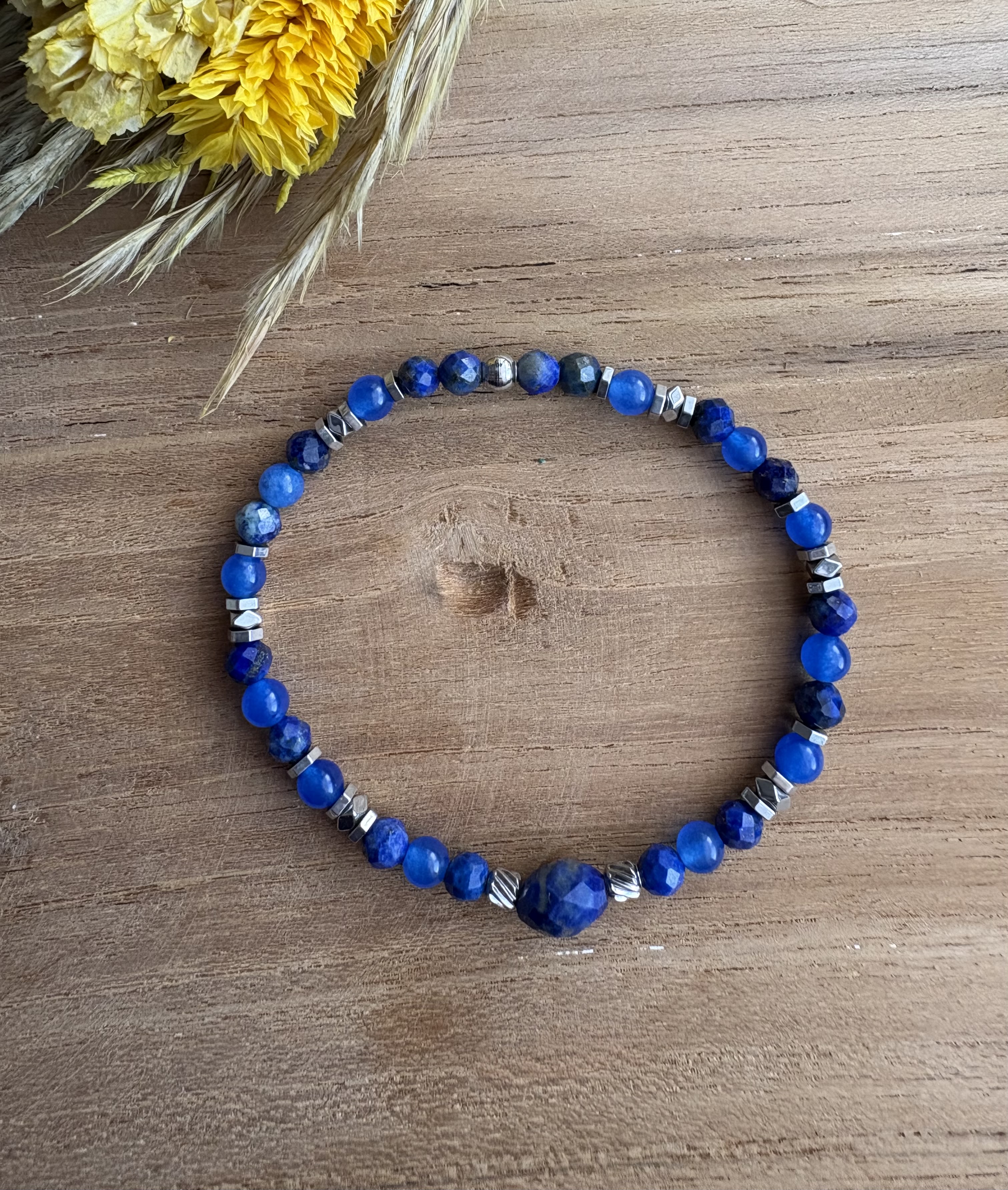 Bransoletka Lazuria/ lapis lazuli/agat/hematyt