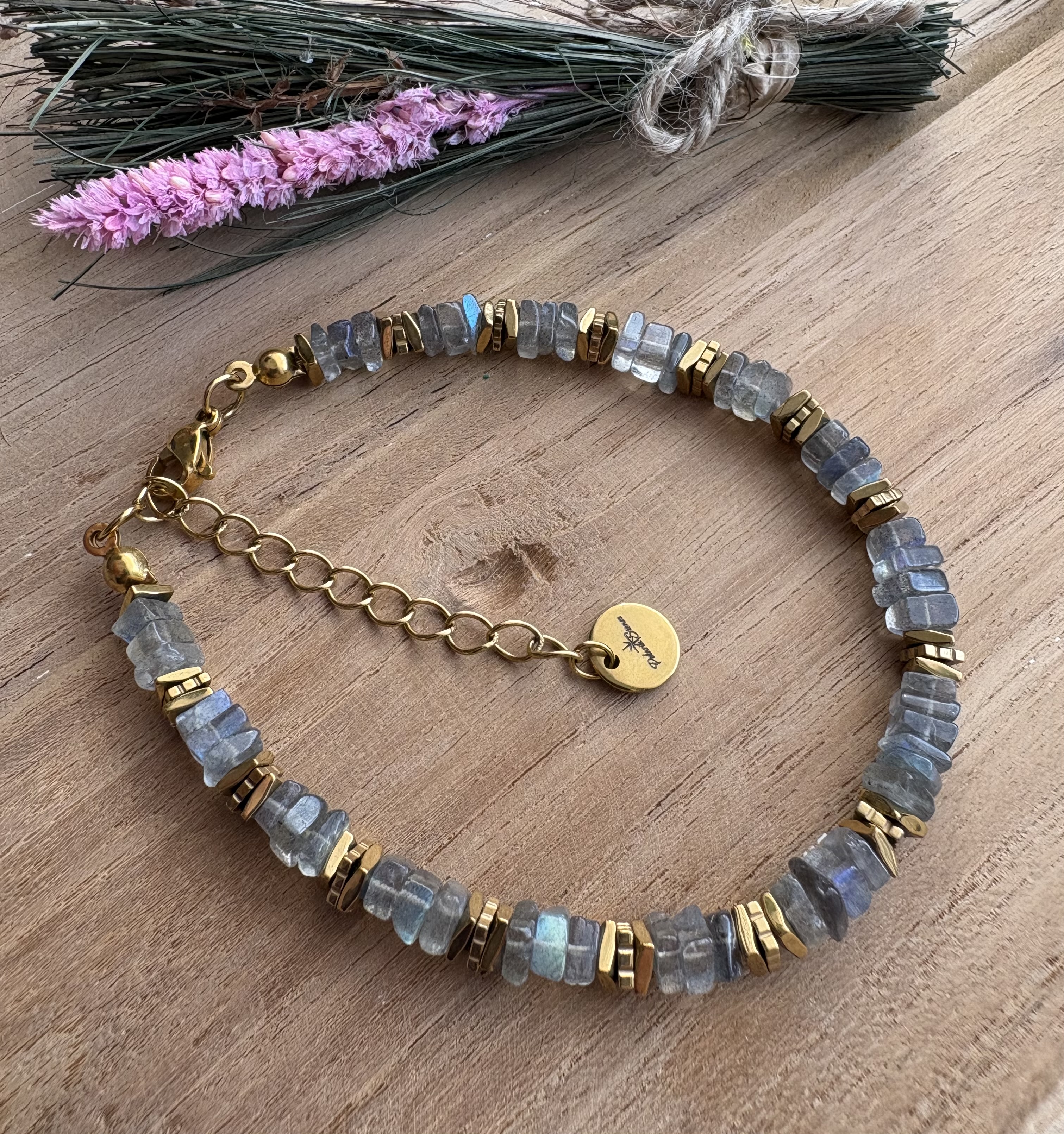 Bransoletka Aurora disc/ labradoryt/ hematyt