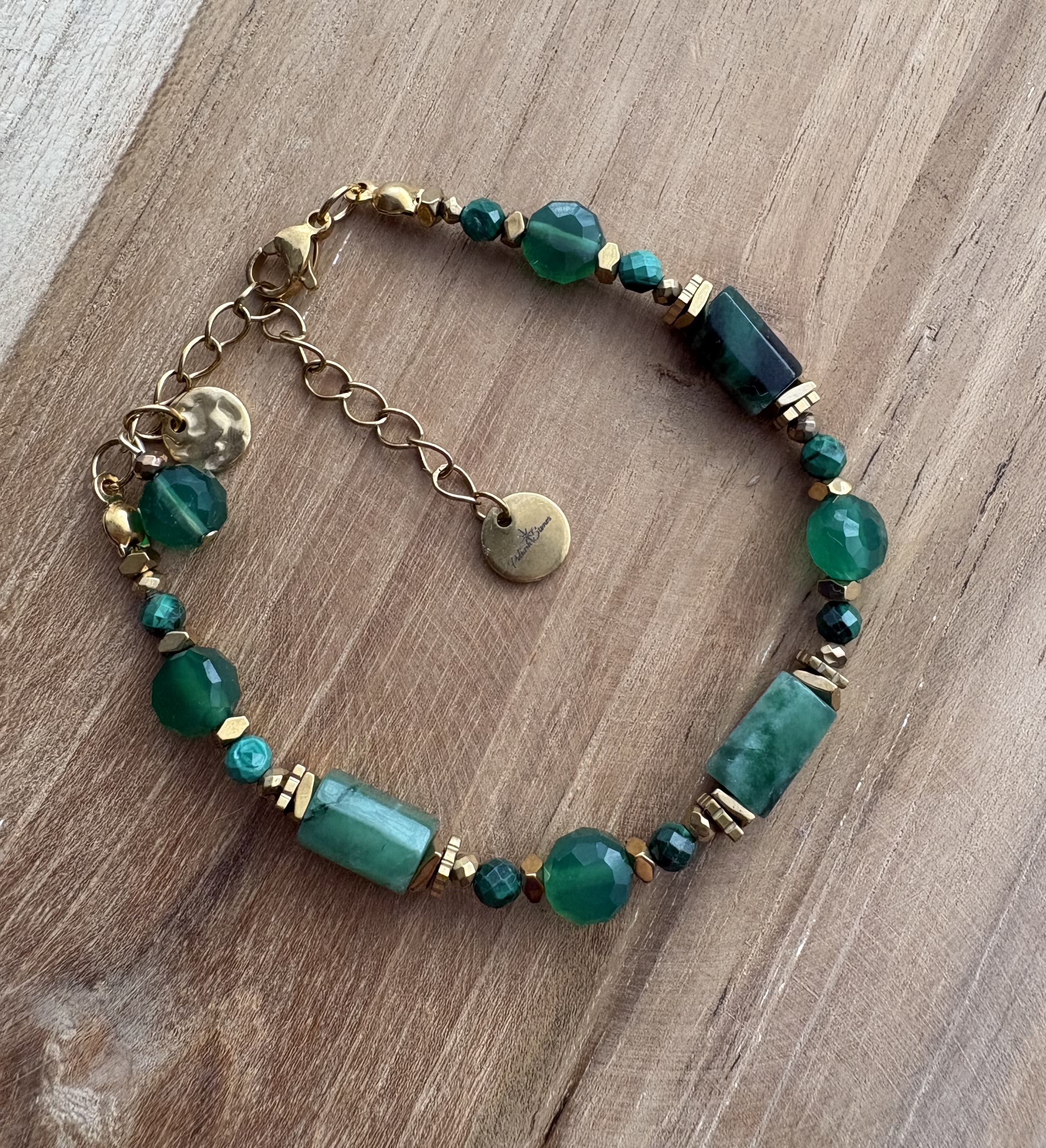 Bransoletka Majestic Emerald /premium/szmaragd/malachit/agat/hematyt złocony 